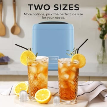 Ice Makers Countertop, 9 Cubes Ready in 6 Mins, High Capacity 33lbs/Day, One-Click Operation, Self-Cleaning Countertop Ice Machine with Ice Scoop/Ice Basket for Home/Kitchen/Office (Blue)