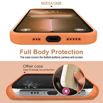 MOCCA Compatible with iPhone 13 Pro Max Case 6.7inch with Ring Kickstand | Liquid Silicone|Microfiber Linner|Anti-Scratch Full-Body Shockproof Protective Case for iPhone 13 Pro Max Women-Bright Orange