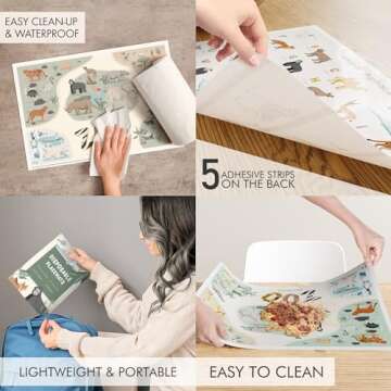 Stylish Disposable Placemats for Babies - 40 Easy to Use Sticky Toddler Placemats Keep Your Dining or Restaurant Table Clean - Entertaining Mats are a Must Have Essential for Eating Out or Travelling