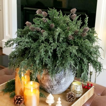 Faux Cedar Stems 12 PCS Norfolk Pine for Christmas Decor