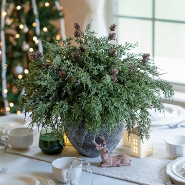 Faux Cedar Stems 12 PCS Norfolk Pine for Christmas Decor