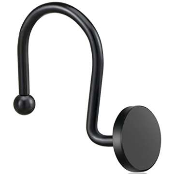 CHICTIE Black Shower Curtain Hooks, Rustproof Shower Curtain Rings for Bathroom, Metal Shower Hooks ...