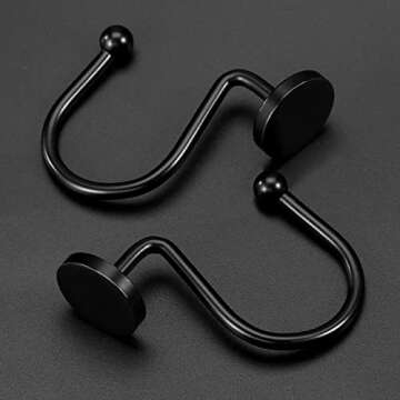 CHICTIE Black Shower Curtain Hooks, Rustproof Shower Curtain Rings for Bathroom, Metal Shower Hooks for Shower Curtain Rod, Modern Decorative Shower Curtain Hangers Set of 12, Round Heavy Duty Design