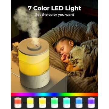 OPOWO Humidifiers for Bedroom Large Room, 2.5L Cool Mist Humidifiers for Baby Plants, Top Fill Air Humidifier for Home with Night Lights, Smart Wifi App Control, 38H Max Runtime, Timer, Sleep Mode