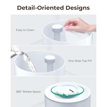 OPOWO Humidifiers for Bedroom Large Room, 2.5L Cool Mist Humidifiers for Baby Plants, Top Fill Air Humidifier for Home with Night Lights, Smart Wifi App Control, 38H Max Runtime, Timer, Sleep Mode