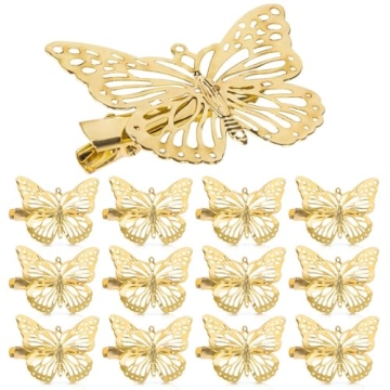 OBTANIM Butterfly Hair Clips - 12 Pcs Gold Butterfly Barrettes for Girls and Women