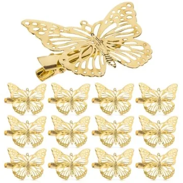 OBTANIM Butterfly Hair Clips - 12 Pcs Gold Butterfly Barrettes for Girls and Women