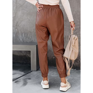 Dokotoo Trendy High Waist Leather Pants for Women
