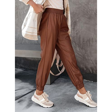 Dokotoo Trendy High Waist Leather Pants for Women