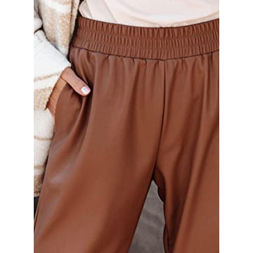 Dokotoo Trendy High Waist Leather Pants for Women