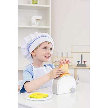 Small Foot Wooden Toys Breakfast Set Including Toaster, Toast and Much More a Complete playset for Play Kitchens Designed for Children Ages 3+, Multi (10594)