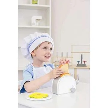 Small Foot Wooden Toys Breakfast Set Including Toaster, Toast and Much More a Complete playset for Play Kitchens Designed for Children Ages 3+, Multi (10594)
