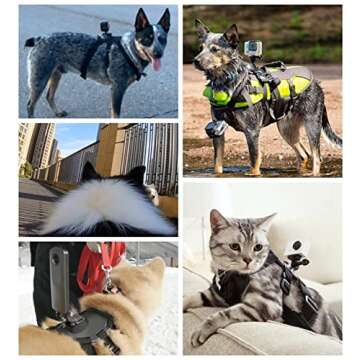 Dog Harness Mount for Gopro, Soft and Adjustable Dog Harness Vest with 2 Mouting Base Pet Chest and Back Fixation for Gopro Hero All Models, Suitable for Small Medium Large Dogs