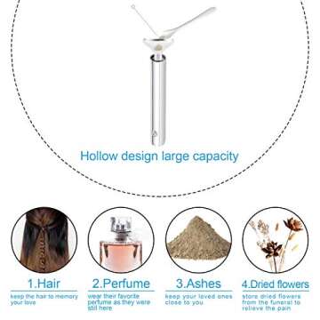 Slender Crystal Cylinder Cremation Urn Necklace in Stainless Steel, Minimalist Memorial Remembrance Gift, Secret Message Vial, Stash Locket Necklace, Gift for Loss Necklace (Black)