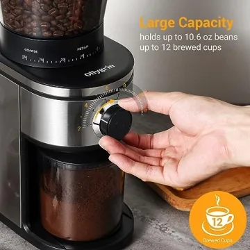 Ollygrin Electric Burr Coffee Grinder 30 Settings Stainless Steel