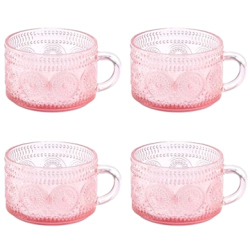 Vintage Glass Coffee Mugs Set of 4 - Elegant and Versatile