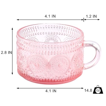 Vintage Glass Coffee Mugs Set of 4 - Elegant and Versatile