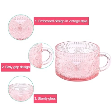 Vintage Glass Coffee Mugs Set of 4 - Elegant and Versatile