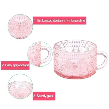 Vintage Glass Coffee Mugs Set of 4 - Elegant and Versatile