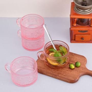 Vintage Glass Coffee Mugs Set of 4 - Elegant and Versatile