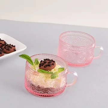 Vintage Glass Coffee Mugs Set of 4 - Elegant and Versatile