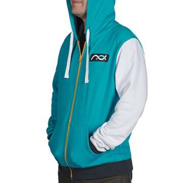 JINX Overwatch Symmetra Reversible Zip-Up Hoodie for Gamers