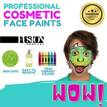 Fusion Body Art Pro Quality Professional Face Painting Palette - Leanne's Pretty Rainbow | Hypoallergenic Safe & Non-Toxic - Perfect for Full Face Designs and Cheek Art | US FDA and EU compliant