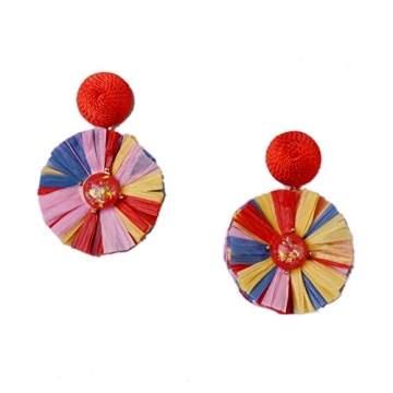 L&N Rainbery Bohemian Handmade Drop Earrings Fashion Beaded Raffia Palm Earrings for Women Tiered Da...