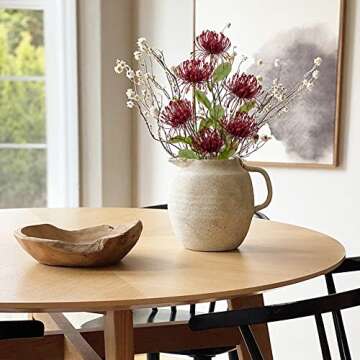 Hollyone 33" Red Artificial Mums Flowers Fall Chrysanthemum Flowers 2Pcs Spider Mum Flower Arrangement Faux Pincushion Flower Faux Flowers with 3 Heads Long Stem for Centerpiece Bouquet Home Decor