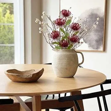 Hollyone 33" Red Artificial Mums Flowers Fall Chrysanthemum Flowers 2Pcs Spider Mum Flower Arrangement Faux Pincushion Flower Faux Flowers with 3 Heads Long Stem for Centerpiece Bouquet Home Decor