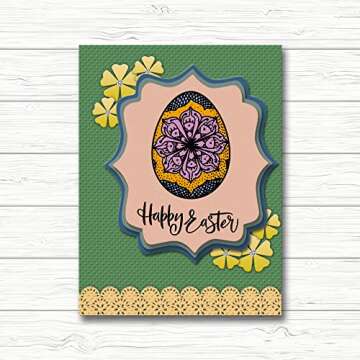 6 Easter Printed Eggs Clear Stamps for Card Making Decorative Happy Easter Words Transparent Silicone Stamps for DIY Scrapbooking Supplies Embossing Paper Card Album Decoration Craft