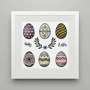6 Easter Printed Eggs Clear Stamps for Card Making Decorative Happy Easter Words Transparent Silicone Stamps for DIY Scrapbooking Supplies Embossing Paper Card Album Decoration Craft