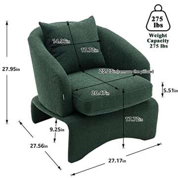 LETESA Barrel Accent Chair, Comfy Round Accent Sofa Chair for Living Room, Teddy Fabric Barrel Club ...