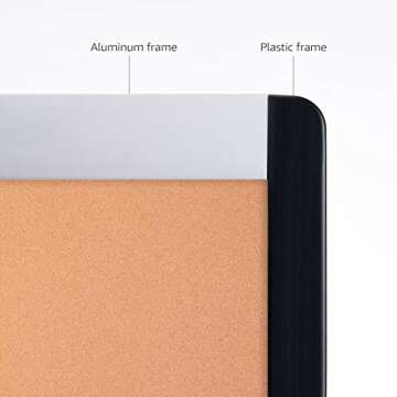 Amazon Basics Rectangular Cork Board with Aluminum/Plastic Frame and Mounting Tabs, 23" x 17", Brown