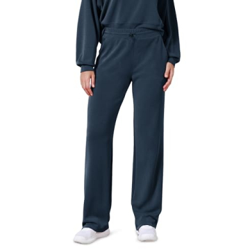 ODODOS Women's Modal Soft Wide Leg Pants with Adjustable Shockcord and Pockets - Navy, X-Small