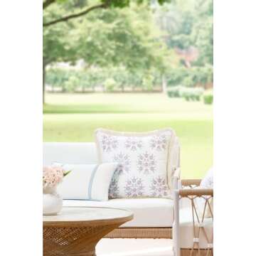 Hofdeco Premium Coastal Patio Indoor Outdoor Throw Pillow Cover Only, 20"x20" Water Repellent for Ba...