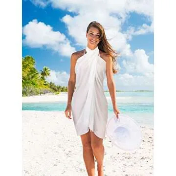 Chuangdi 2 Pack Women Sarong Swimsuit Coverups Chiffon Long Beach Sarong Wraps Bathing Suit Cover Up, Black and White