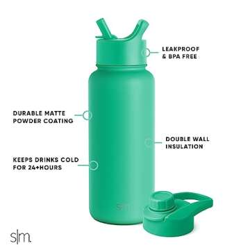 Simple Modern Kids Water Bottle with Straw Lid Vacuum Insulated Stainless Steel Metal Thermos Bottles | Reusable Leak Proof BPA-Free Flask