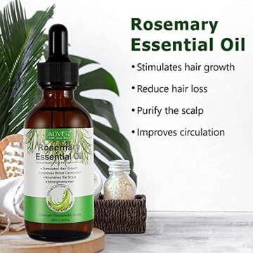 Pure Organic Rosemary Essential Oils - 2 pack, Hair Growth Scalp Oil for Dry Damaged Hair(2.02 Fl Oz)