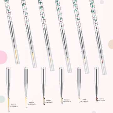 Maitys 6 Pcs Eyeliner Brushes Fine Point Thin Eye Makeup Gel Eyeliner Brush Water Activated Graphic Cosmetic Liner Wands for Eyes Makeup Tools(Bright Style)