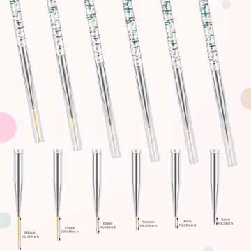 Maitys 6 Pcs Eyeliner Brushes Fine Point Thin Eye Makeup Gel Eyeliner Brush Water Activated Graphic Cosmetic Liner Wands for Eyes Makeup Tools(Bright Style)