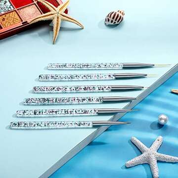 Maitys 6 Pcs Eyeliner Brushes Fine Point Thin Eye Makeup Gel Eyeliner Brush Water Activated Graphic Cosmetic Liner Wands for Eyes Makeup Tools(Bright Style)