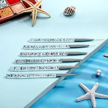 Maitys 6 Pcs Eyeliner Brushes Fine Point Thin Eye Makeup Gel Eyeliner Brush Water Activated Graphic Cosmetic Liner Wands for Eyes Makeup Tools(Bright Style)