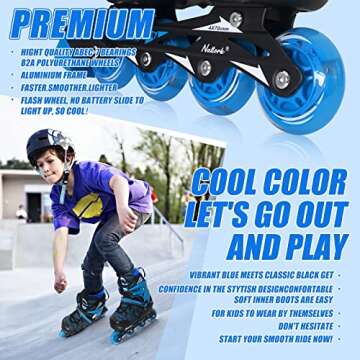 Inline Skates for Boys Girls, Outdoor Adjustable Roller Skates for Kids Youth Beginners with Full Il...