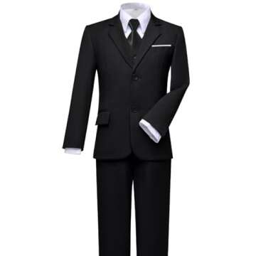 Visaccy Kids Suits for Boy Toddler Wedding Outfit Slim Fit Formal Wear Black Boys Suit Size 10