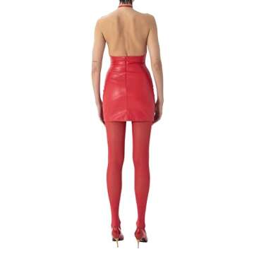 Ronny Kobo Vegan Leather Floral Judi Dress in Crimson