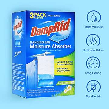 DampRid Hanging Bag Moisture Absorber, 3-Pack, 16 oz.