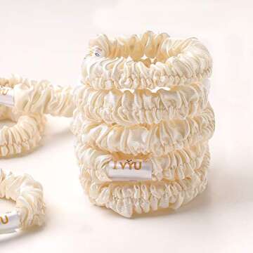 Scrunchies Silk Satin Hair Ties - Small Mini Thin Elestics Ponytail Holder Hair Bands Skinny Scrunch...