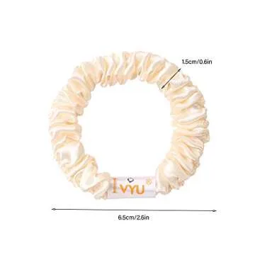 Scrunchies Silk Satin Hair Ties - Small Mini Thin Elestics Ponytail Holder Hair Bands Skinny Scrunchy For Thick Curl Hair No Crease Hair Ties Soft Accessories No Hurt Your Hair for Women and Girls