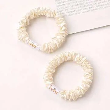 Scrunchies Silk Satin Hair Ties - Small Mini Thin Elestics Ponytail Holder Hair Bands Skinny Scrunchy For Thick Curl Hair No Crease Hair Ties Soft Accessories No Hurt Your Hair for Women and Girls